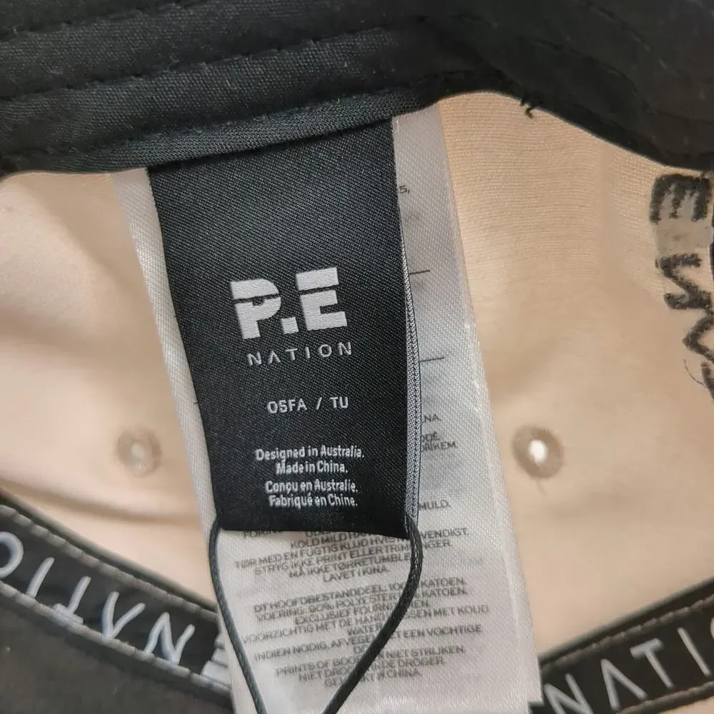 P.E Nation Baseball Cap Beige One Size Strapback Embroidered Worldwide Logo Hat